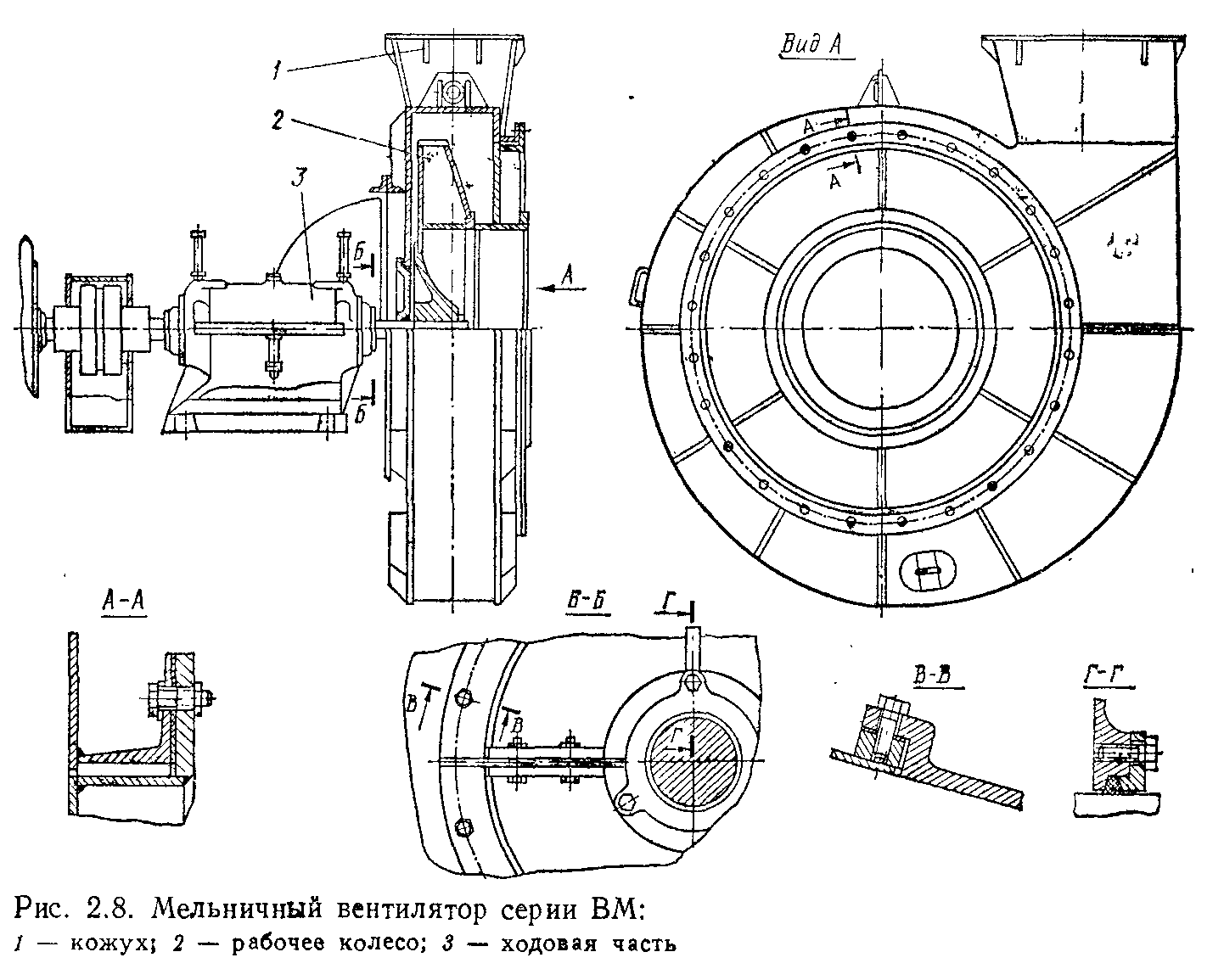 Чертеж Мельничный вентилятор ВВСМ-3